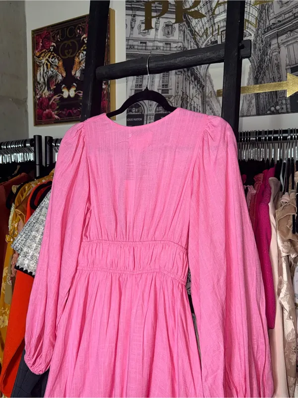 Mika & Gala Carnivale Pink Balloon Sleeve Ruffle Mini Dress Womens XS New NWT - Image 14