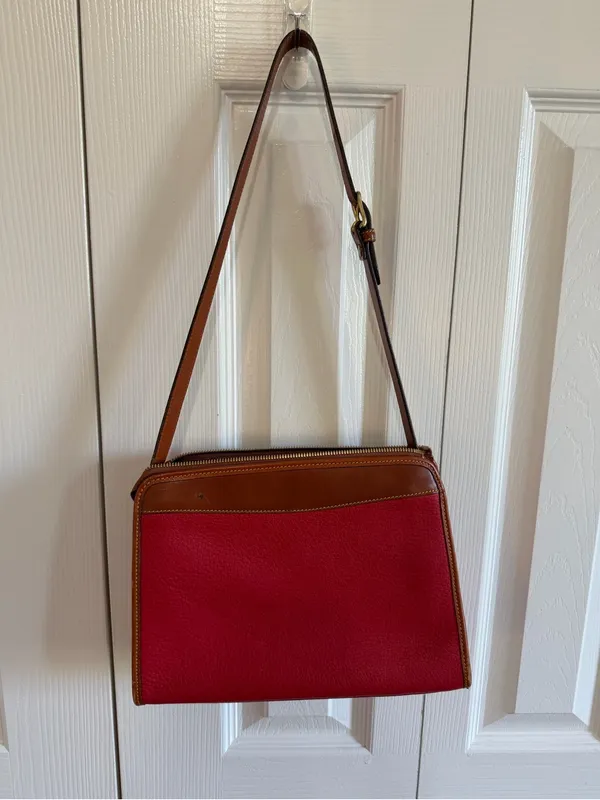 Dooney & Bourke Vintage Leather Crossbody Red/Brown - Image 2