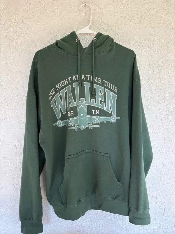 Morgan Wallen Hoodie Green Size L - Image 2