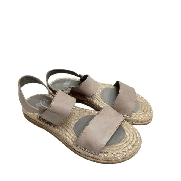 Eileen Fisher Sandals‎ Size 6 Gray Slingback Espadrille Open Toe Shoes - Image 2