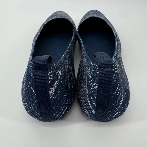 Breifola Knit Pointed Toe Flats Navy White Stretch Ballet Shoes Women's 7 - Image 6
