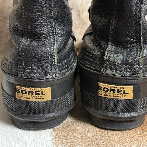 Sorel Manitou Black Leather Snow Boots Womens‎ Sz 9 A22 - Image 6