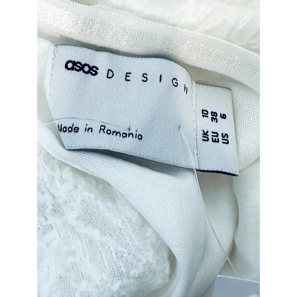 ASOS Women's White Strappy Textured Sleeveless Mini Dress Ruched 6 NWT - Image 10