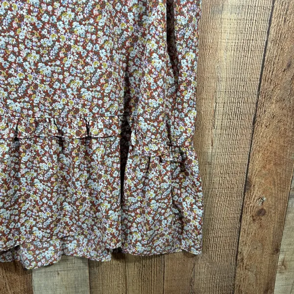 Cotton Bleu Womens 1X Rust Ditsy Floral Sleeveless Peplum Blouse Top Prairie - Image 3