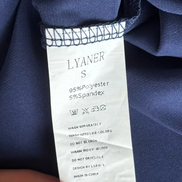 Lyaner Navy Blue Satin Midi Dress Cut Out Strappy Sexy Formal Wedding Event - Image 9