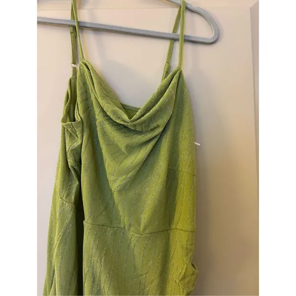 NEW Lime Green Cocktail Sequin Ruched Bodycon Formal Prom Dress 16W - Image 3