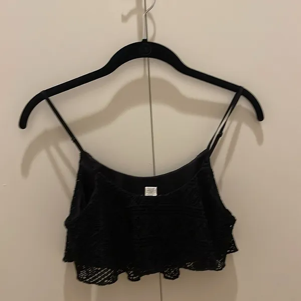 Bozzolo black lace crop top small #70 - Image 4