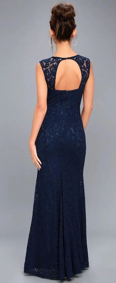 Lulus Rosetta Navy Blue Lace Maxi Dress - Image 4