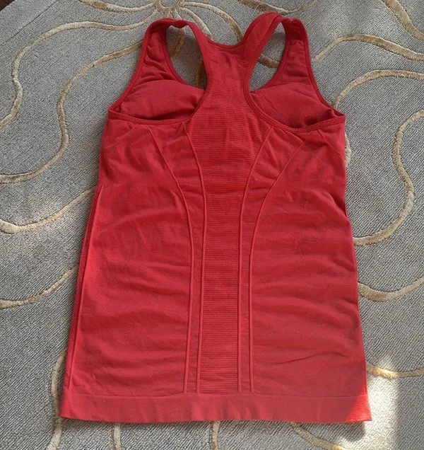 Atheletic Wear Sports Top Built in Bra Orange Red Small - Image 3