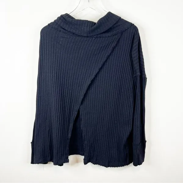 NWT Free People Juicy Cowl Neck‎ Thermal Top Women's Size XS Black Boho - Image 4