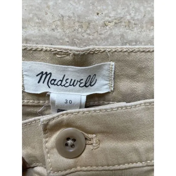 Madewell Wide Leg High‎ Raise Tailored Pants Womens Size 30 Light Yellow - Image 2