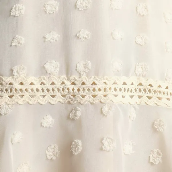 Lulus Might Be Magic Ivory Clip Dot Lace Long Sleeve Ruffle Mini Dress Small NWT - Image 11