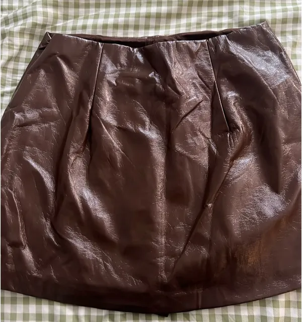 Abercrombie and Fitch Brown Vegan Leather Skort - Image 3