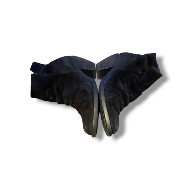 Born Aire Ankle Booties 5.5 Black Suede Slouchy Pointed Toe Stacked Heel Zip‎ - Image 4