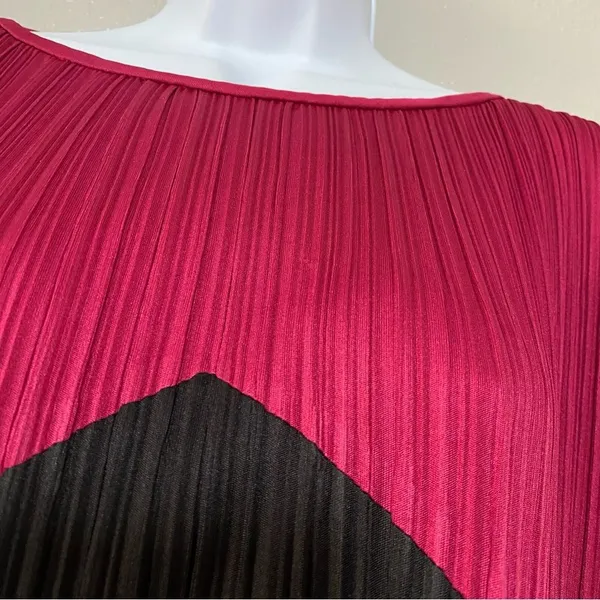 Vintage 20s Style Art Deco Artsy Pink Black Colorblock‎ Pleated Midi Dress 13/14 - Image 7