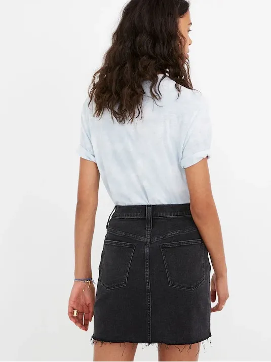 $80 NWOT Madewell Stretch Denim Straight Mini Skirt in Ashcraft Wash: Raw-Hemmed - Image 3