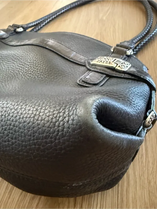 Brighton Black Pebbled Leather with Silver Hardware Everyday Shoulder Bag - Image 4