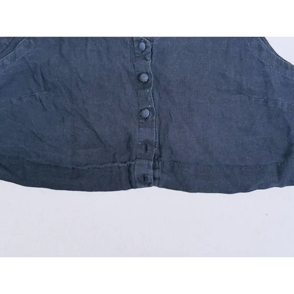 Turn Black Womens Linen Relaxed Crop Top XXL Black Minimal Organic Earthy Indie - Image 6