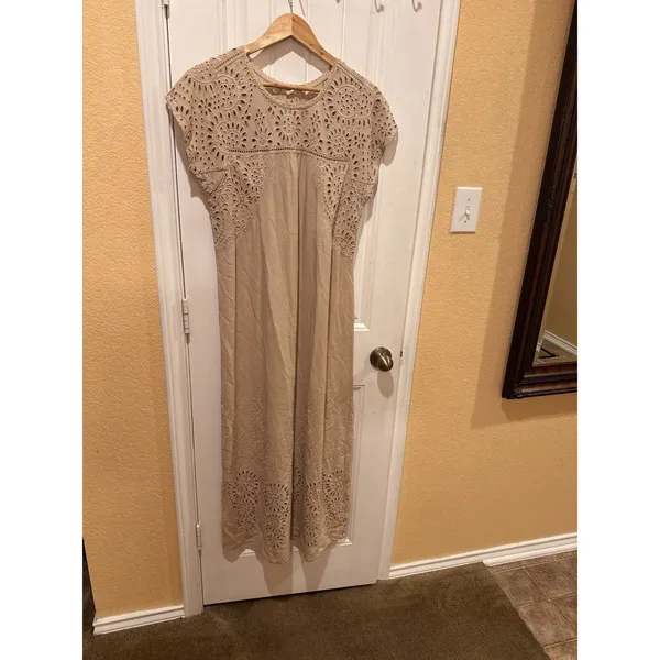 Tiny Women's Boho Lace Maxi Dress Beige Size S Brown - Image 4