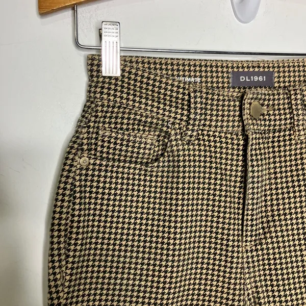 DL1961 Mara straight tan black houndstooth jeans womens size 24 business‎ casual - Image 2