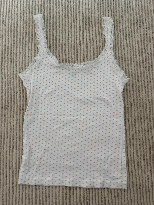 Brandy Melville Heart Tank Top lace trim - Image 2