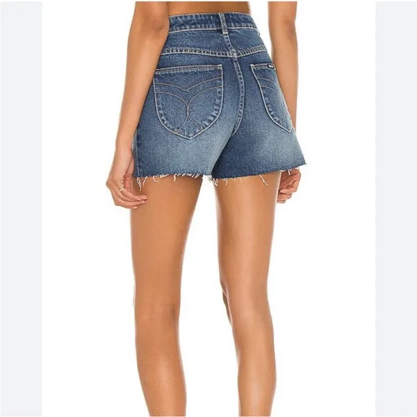 Rolla’s Original Short High Rise Cut Off Medium Juliet Wash Blue Denim Shorts - Image 3