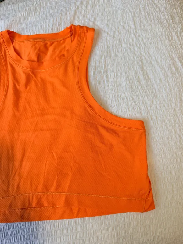 Lululemon Open-Back Cropped Training Tank Top - Vibrant Orange - Image 2