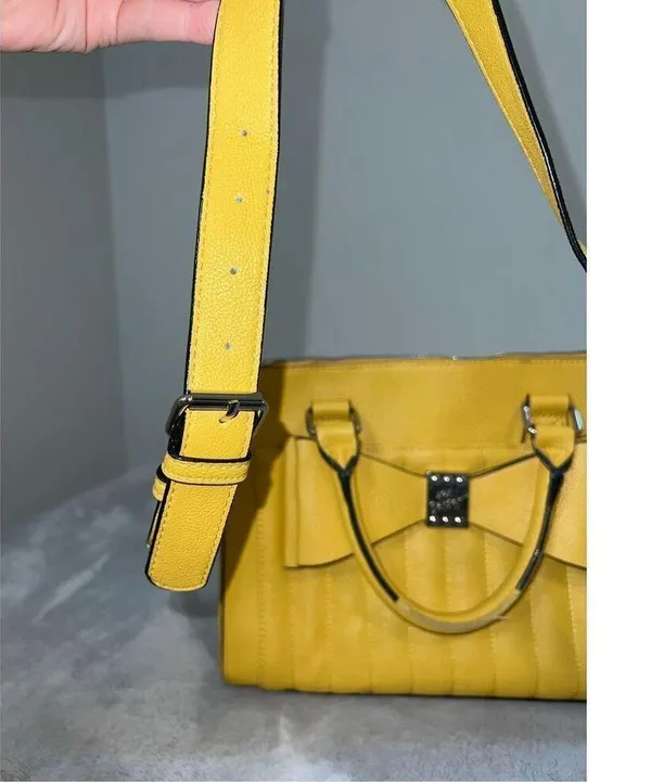 Betsey Johnson Satchel Crossbody Yellow Bag Shoulder Purse - Image 13