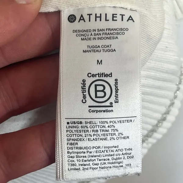 Athleta Tugga Coat Womens Medium Cream Sherpa‎ Fleece Full Zip Jacket Long - Image 8