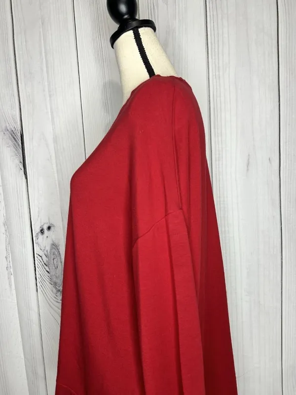 Athleta Coaster Luxe Sweatshirt Red Tencel Modal Pullover Sz L High Low Hem - Image 6