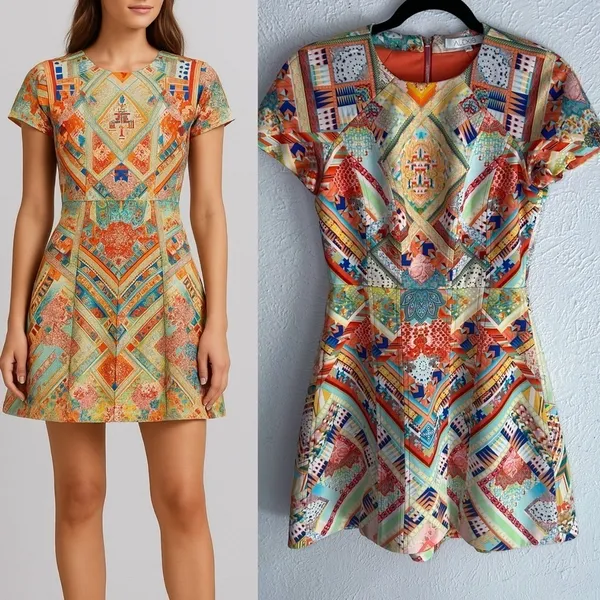 Alexis Multicolor Geometric Print Mini Dress Small kaleidoscope - Image 2