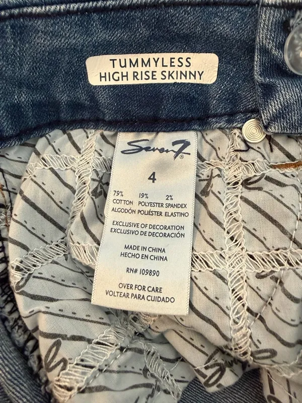 Seven7 Tummyless High Rise Skinny Jeans Size 4 Light Wash - Image 3