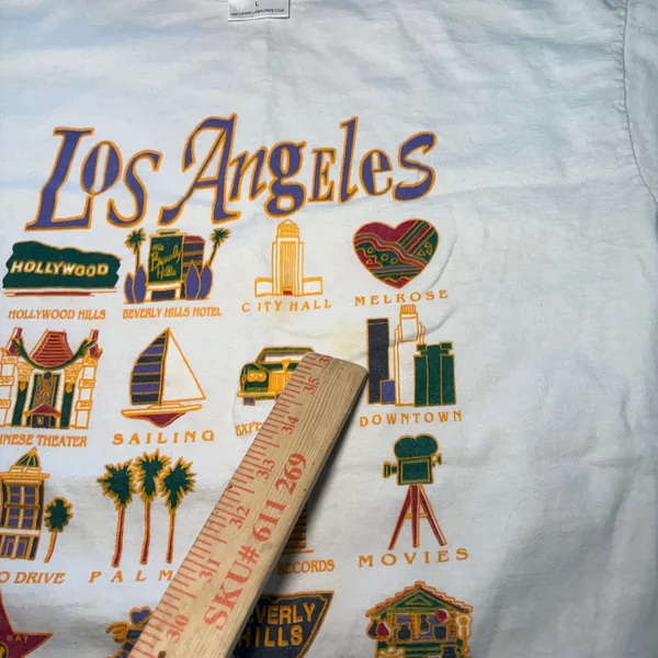 90s Los Angeles T Shirt White Cotton Graphic Tee USA Made Womens L VTG Hollywood - Image 8