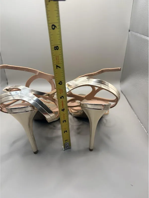 Christian Siriano for Payless Gold Strappy Stiletto Open Toe Synthetic Heels 9 - Image 8