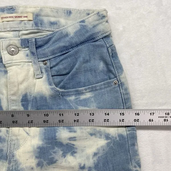 Levi's Jeans Womens 27 721 High Rise Skinny Ankle Acid Wash‎ Raw Hem - Image 3