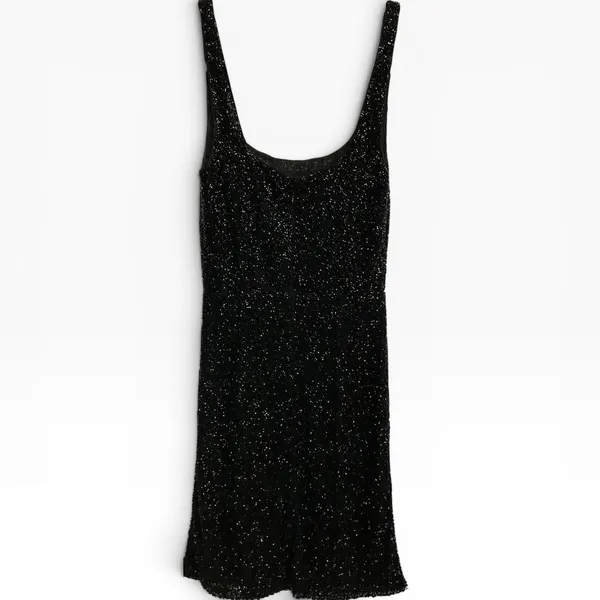 L'AGENCE Beaded Mini Dress Black Scoop Neck Sleeveless Cocktail Size XS‎ / 0 - Image 7