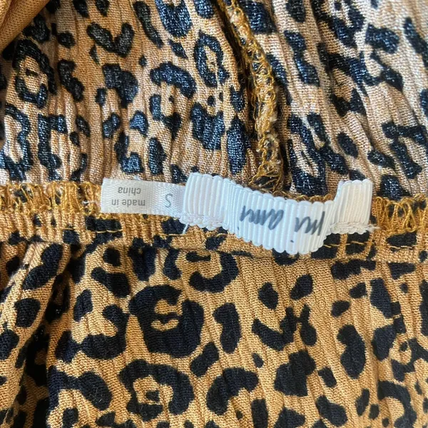 Mi Ami‎ Womens Leopard Print Cami Top Smocked Back Lace Trim Babydoll Small - Image 3