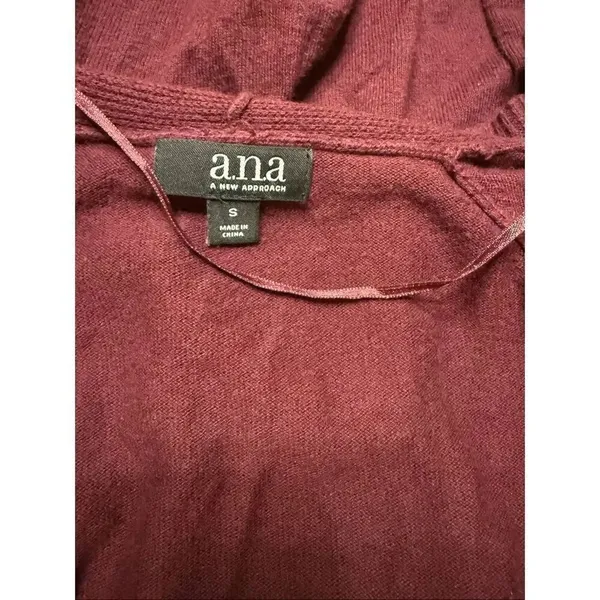 A.N.A. A New Approach Womens Burgundy Open Front Ribbed Cardigan Size Small - Image 4