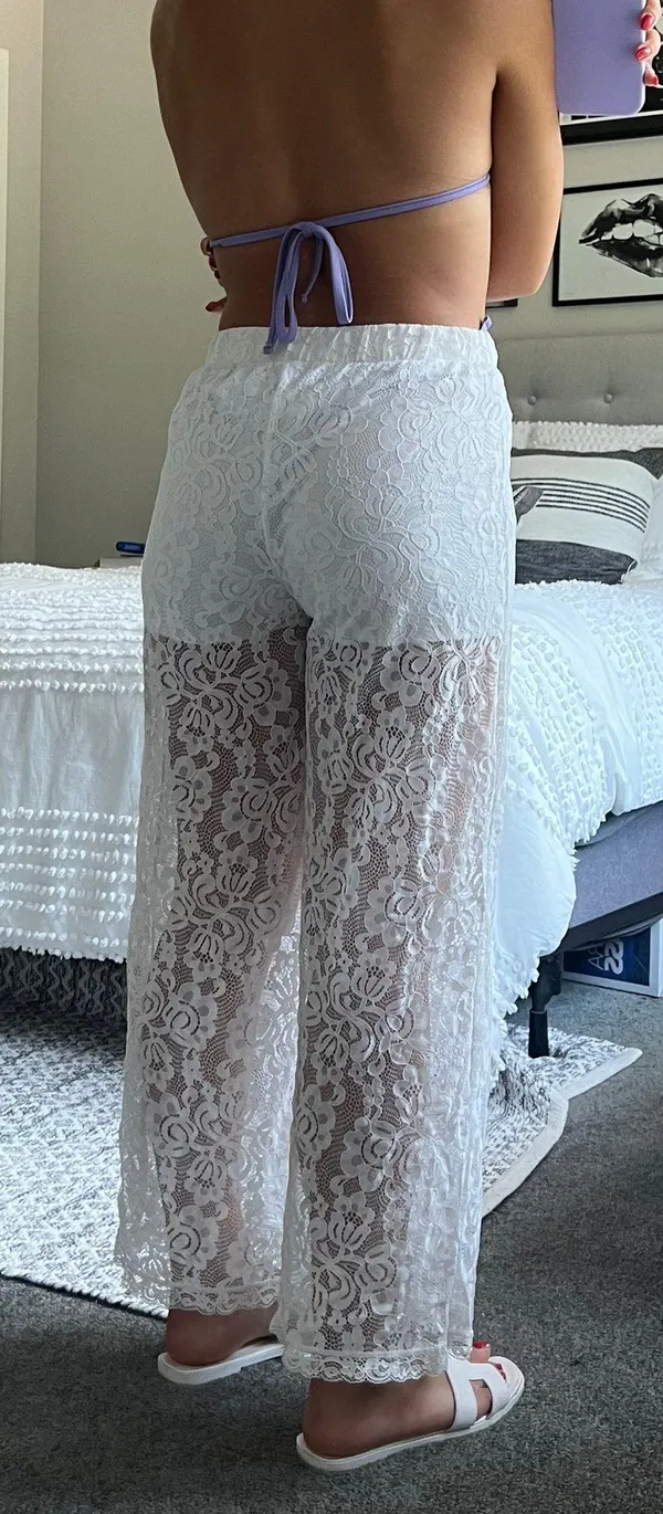 White Lace Cover Up Pants - Image 2