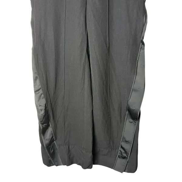 Reebok Victoria Beckham Pants‎ Women Small Black Wool Snap Side Satin Wide Leg - Image 6