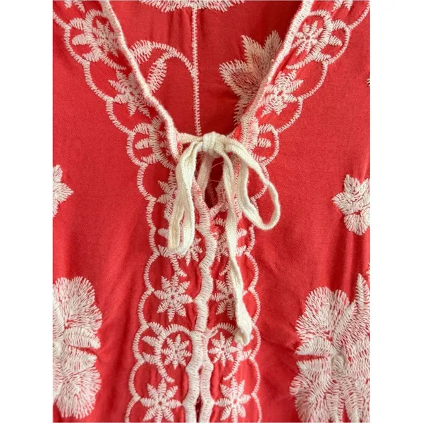 Solitaire Womens Boho Festival Embroidered Cardigan Top Size L Floral Cottage - Image 3