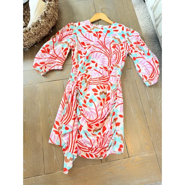 RHODE Pia Mini Dress Womens Lago Vine Floral Pink Blue Size 2 - Image 2