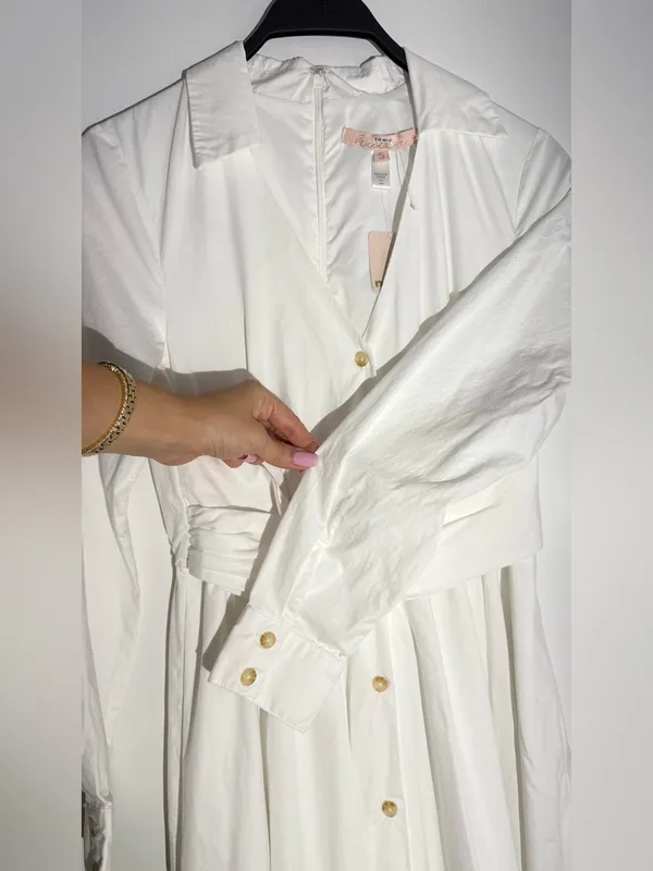 NWT Hutch White Button-Front Wrap Long-Sleeve VNeck Midi Shirt Dress 100% Cotton - Image 6