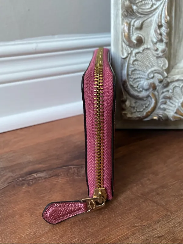 Coach Metallic Crossgrain Leather Zip-Around Long Wallet F21068 - Image 6