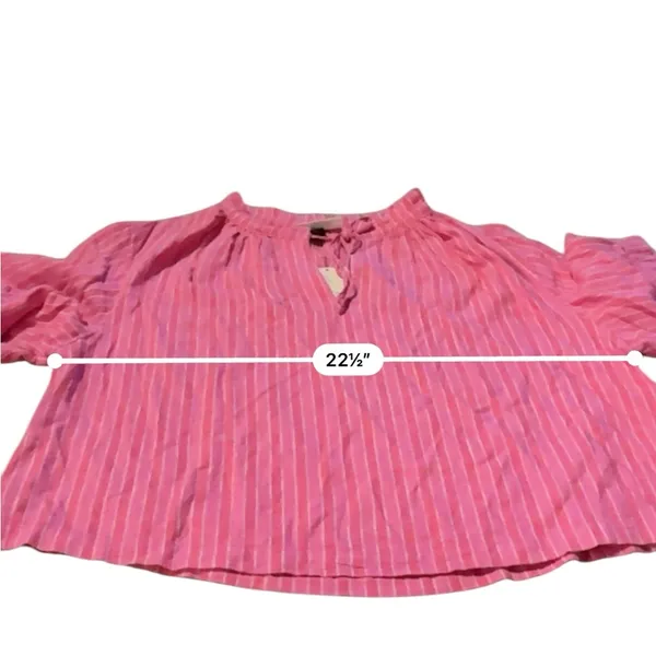 Universal Thread Pink & White Striped V Neck Tie Half Sleeve‎ Top Sz XS NEW - Image 11