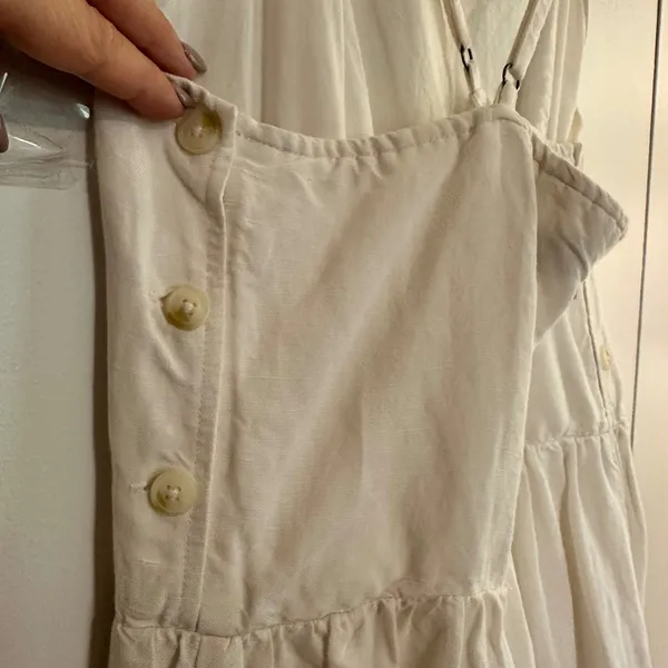 Abercrombie & Fitch | Women's White Linen Square Neck Cross Back Midi Dress, M - Image 6
