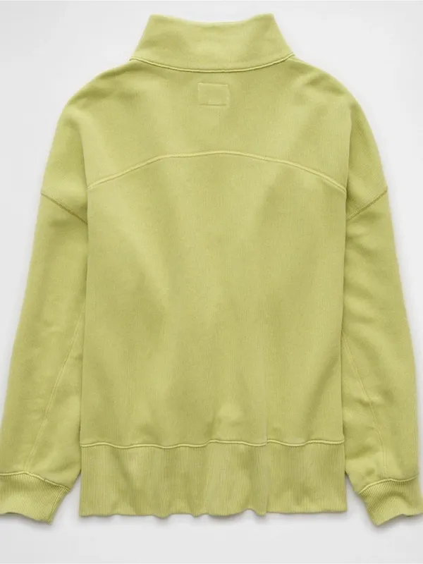AE American Eagle Big Hug Henley Pullover Sweatshirt in Fresh Green Size XS - Image 5