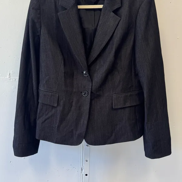 Calvin Klein Stretch Blazer Jacket Charcoal Gray 2 Button Professional Size 14 - Image 5