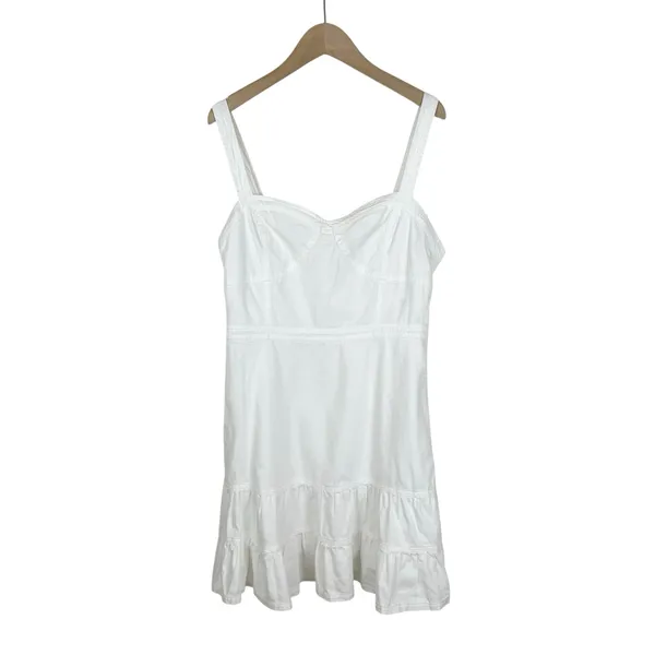 American Eagle Corset Smocked Back Fit & Flare Mini Dress in White Size Large - Image 2