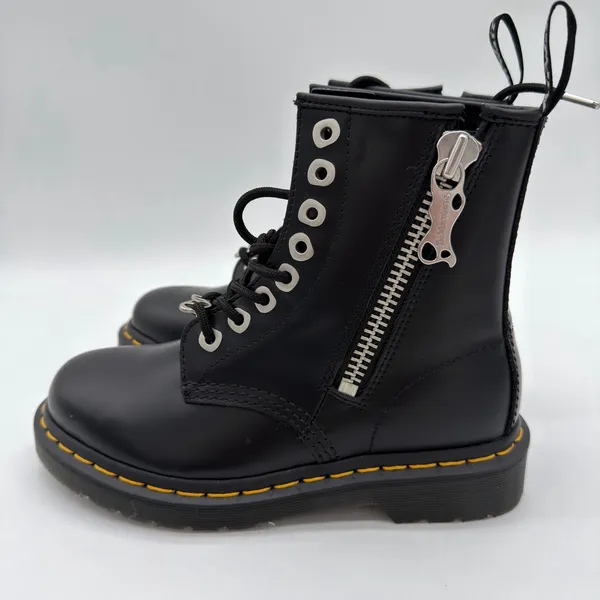 Dr. Martens 1460 Zip Smooth Leather Grunge Edgy LaceUp Black Boot NWOB UK 3 US 5 - Image 6